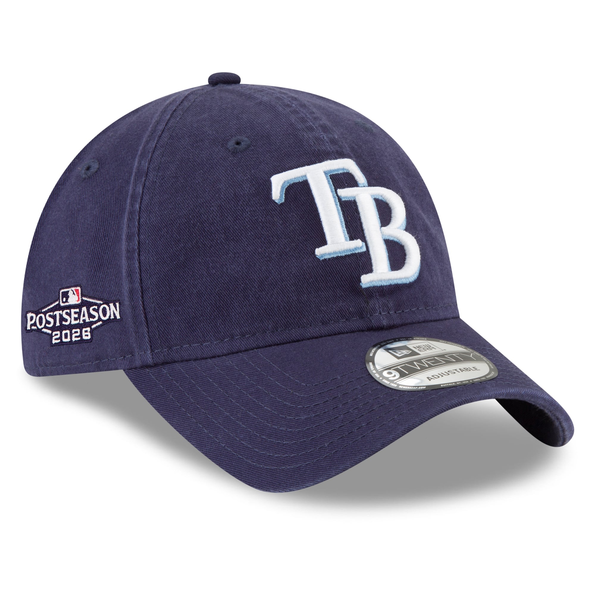 Casquette ajustable New Era bleu marine Tampa Bay Rays 2026 MLB Postseason avec écusson latéral 9TWENTY pour homme