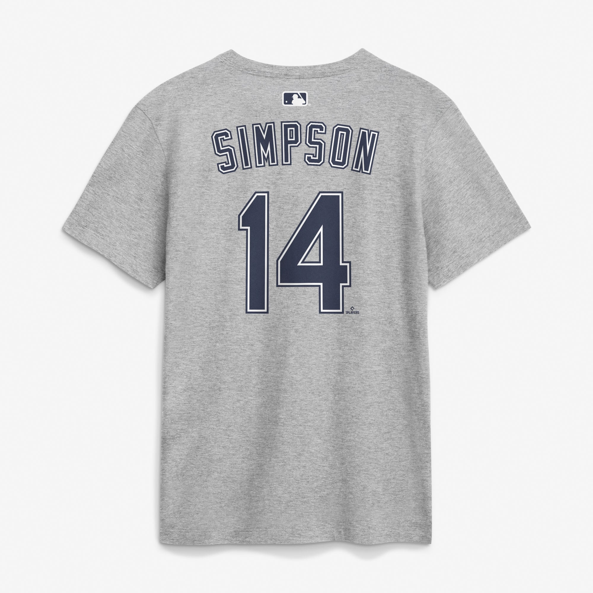 T-shirt Nike pour homme Chandler Simpson gris Tampa Bay Rays (nom et numéro à l'extérieur)