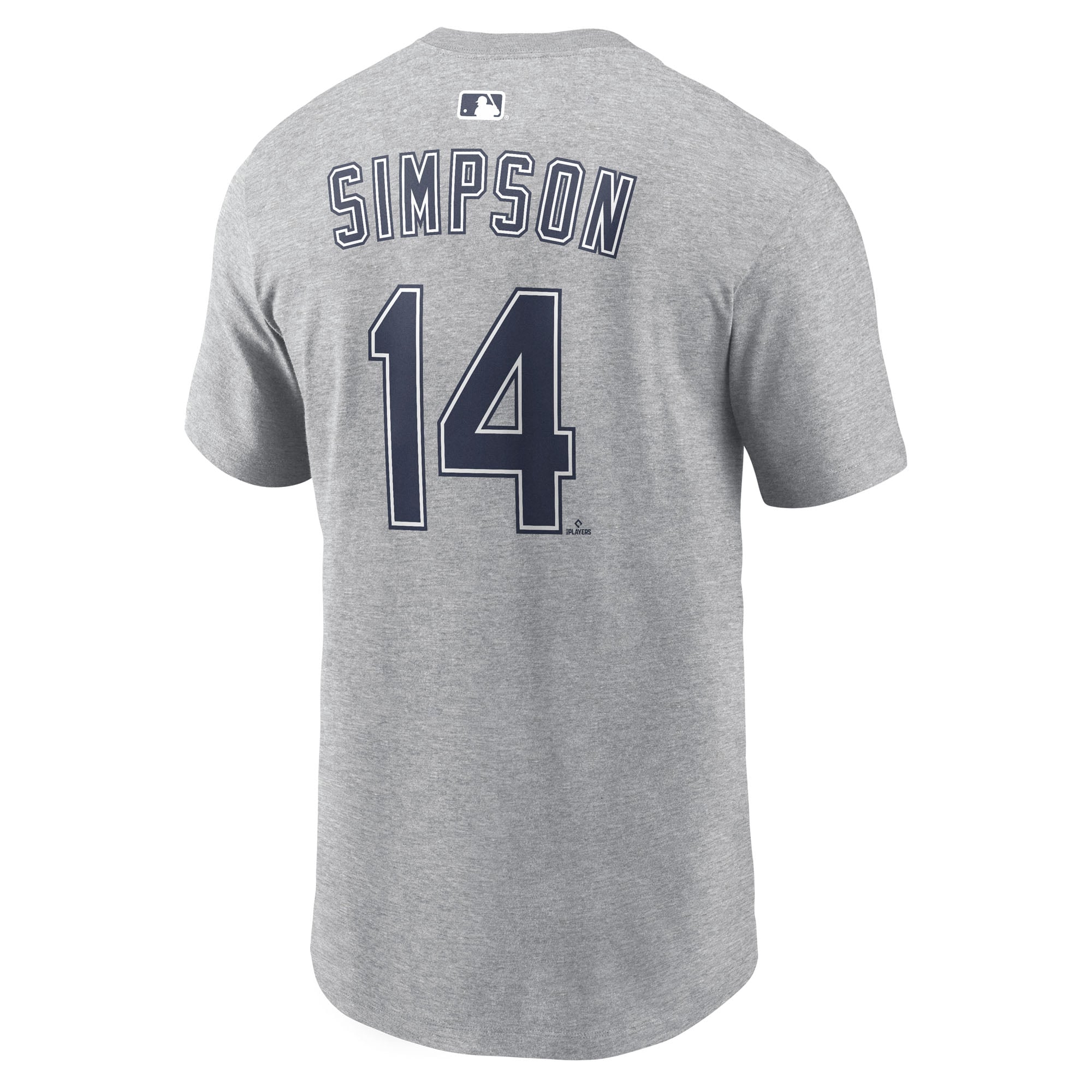 T-shirt Nike pour homme Chandler Simpson gris Tampa Bay Rays (nom et numéro à l'extérieur)