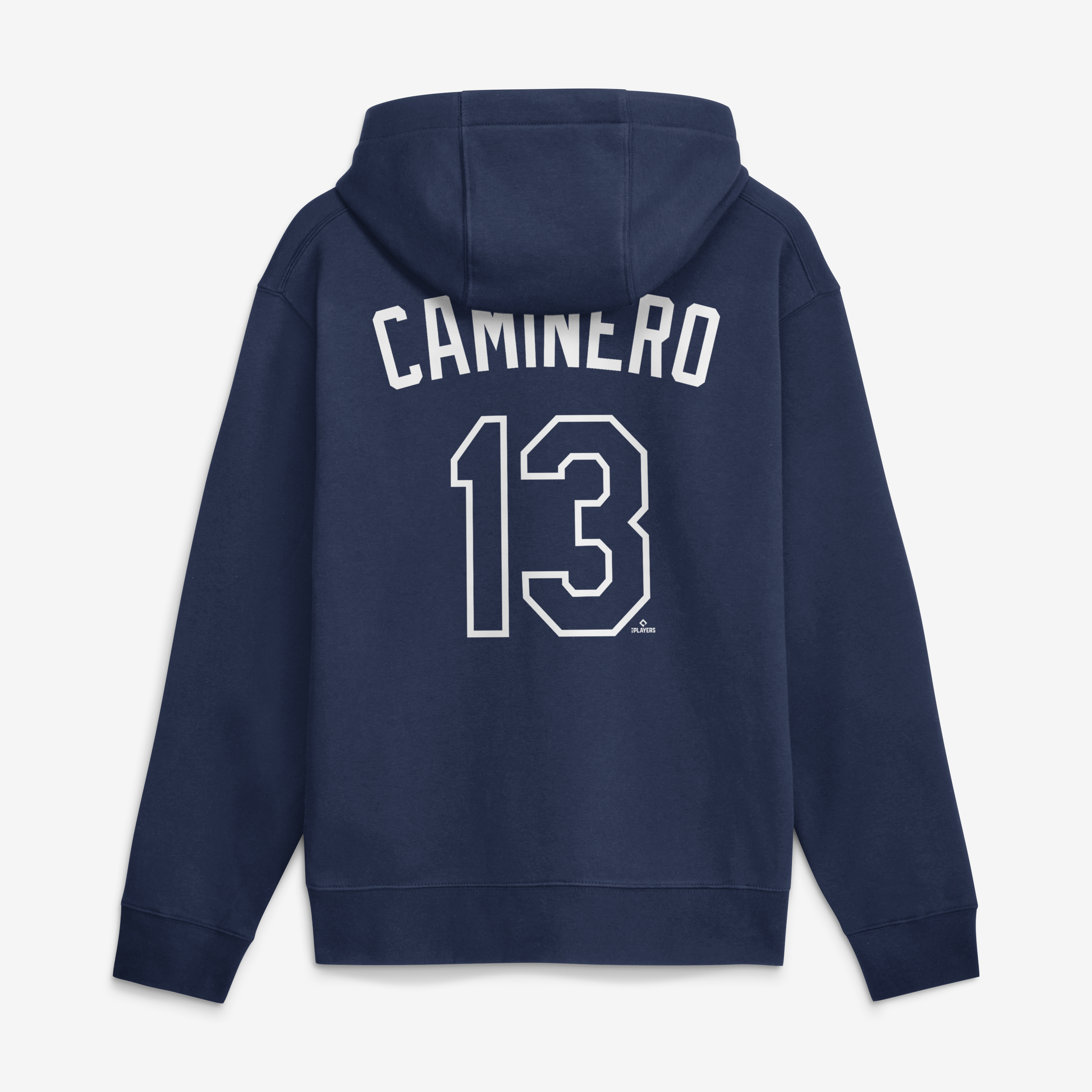 Sweat à capuche en polaire Nike Junior Caminero pour hommes, bleu marine, Tampa Bay Rays, nom et numéro Club