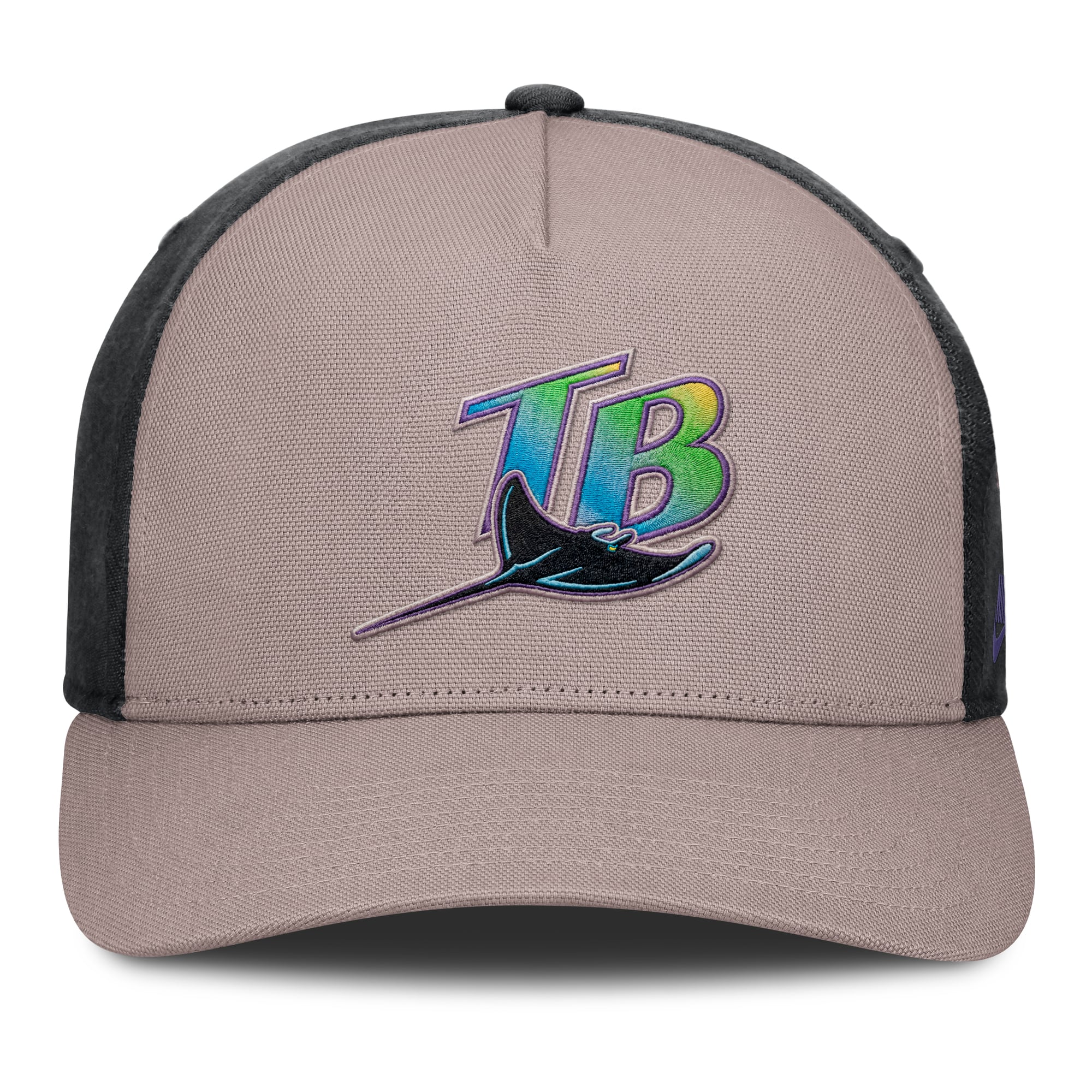 Casquette ajustable Nike pour homme, marron clair/noir, Tampa Bay Rays Cooperstown Rise, modèle A-Frame