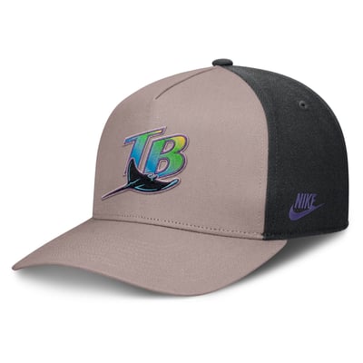Tampa Bay Rays Nike Cooperstown Rise A-Frame Adjustable Hat - Light Brown/Black