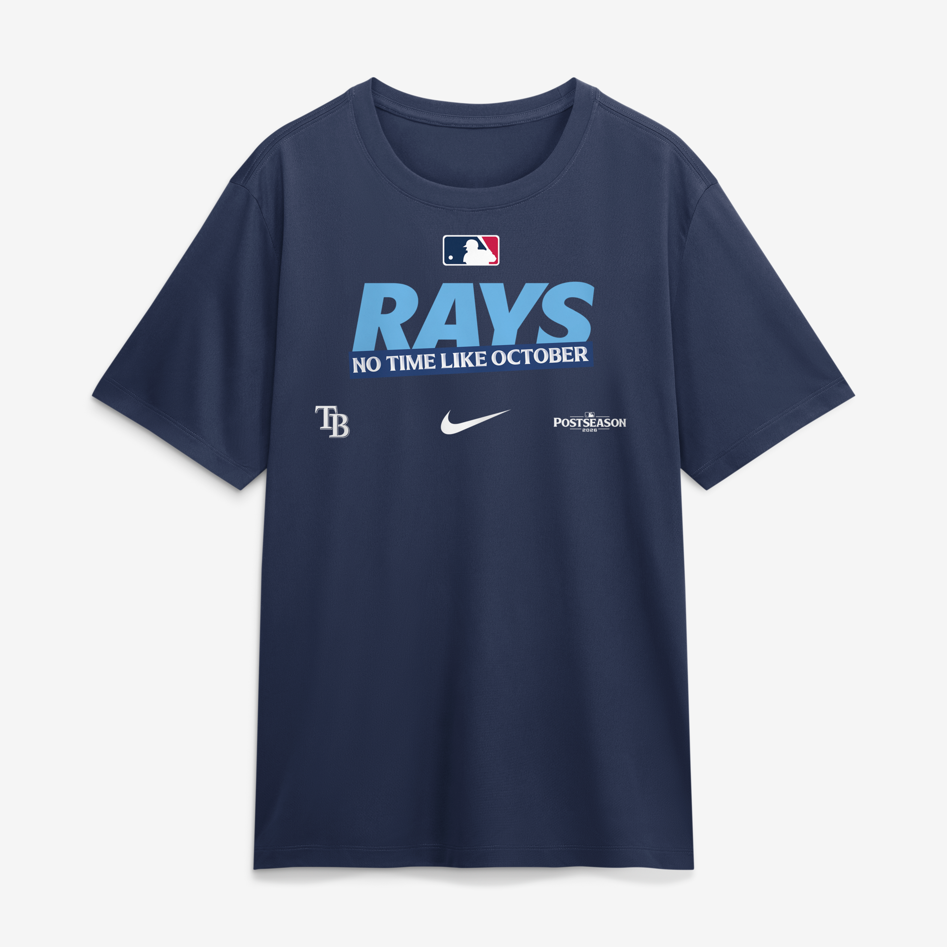 T-shirt Nike Legend Dri-FIT de la collection authentique des séries éliminatoires MLB 2026 Tampa Bay Rays, bleu marine, pour homme
