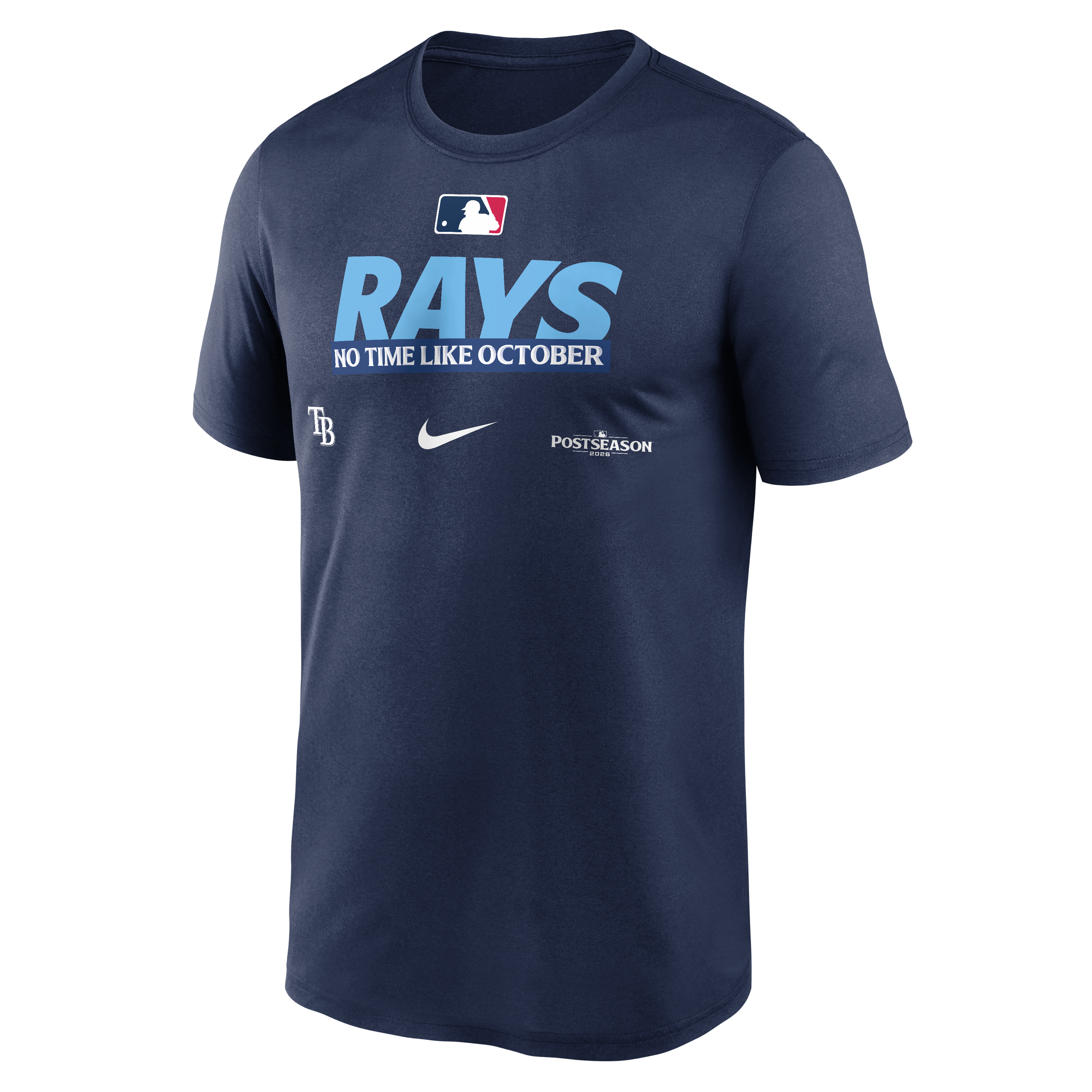 T-shirt Nike Legend Dri-FIT de la collection authentique des séries éliminatoires MLB 2026 Tampa Bay Rays, bleu marine, pour homme