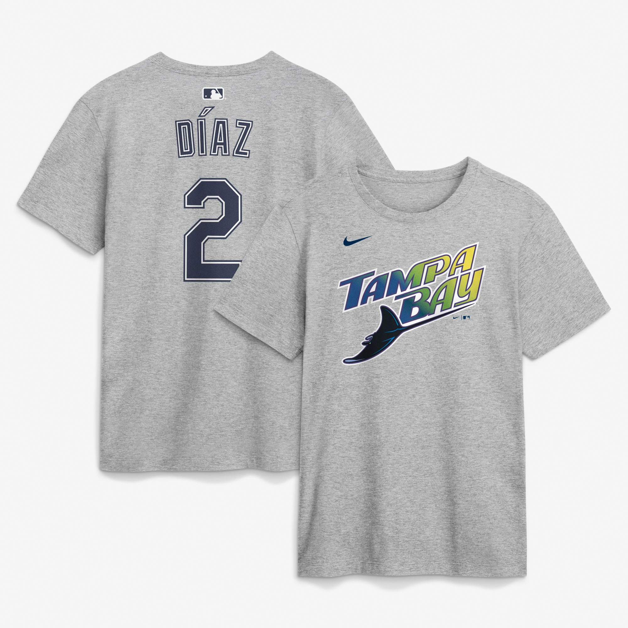 T-shirt Nike Yandy Díaz gris Tampa Bay Rays (nom et numéro pour homme)