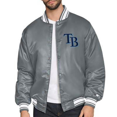  Tampa Bay Rays Starter Cooperstown Logo Full-Snap Varsity Jacket - Gray