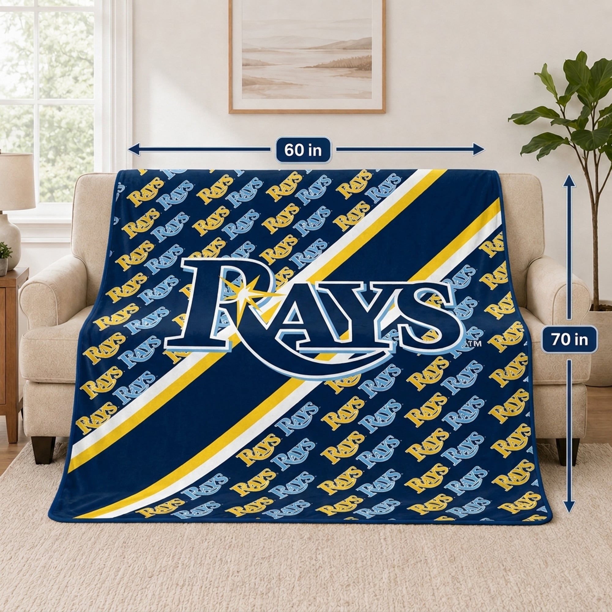 Couverture ultra douce Pegasus Tampa Bay Rays 60" x 70" à motif doublé en diagonale