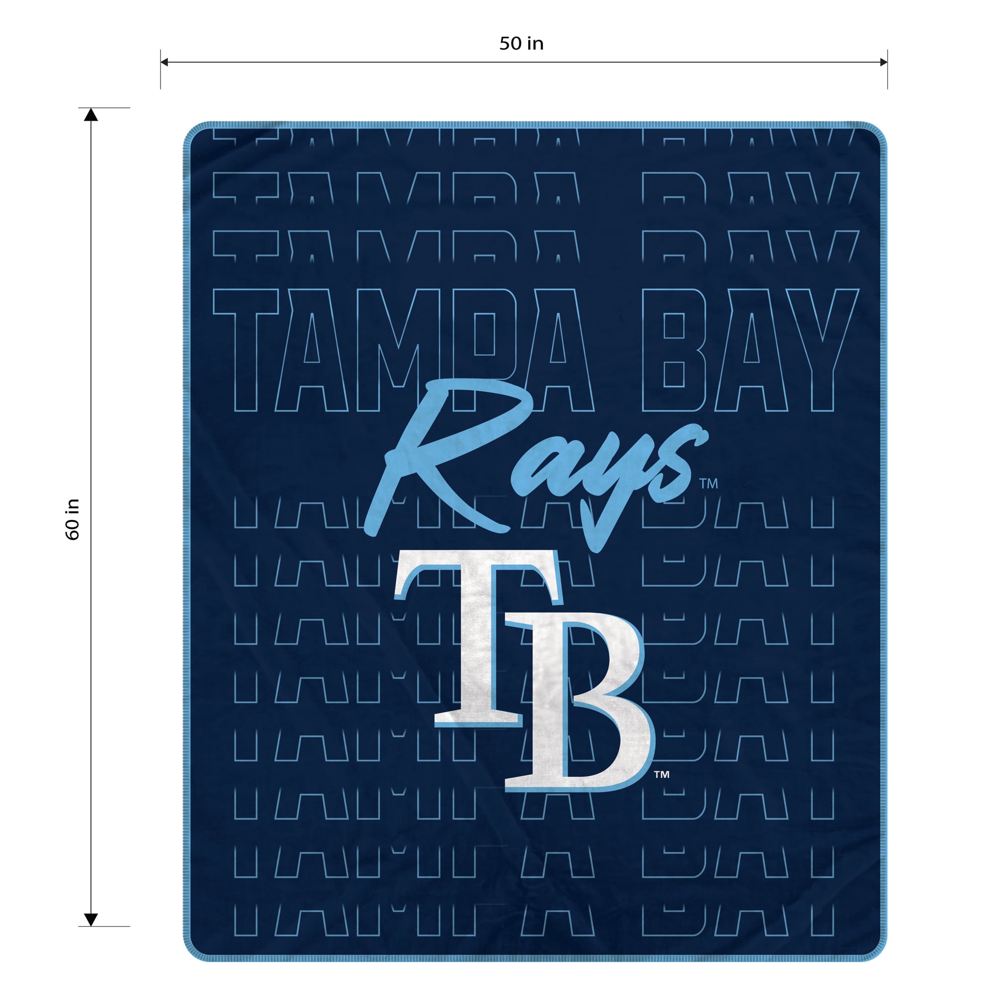 Couverture ultra douce Pegasus Tampa Bay Rays Echo Script Fade 50" x 60"