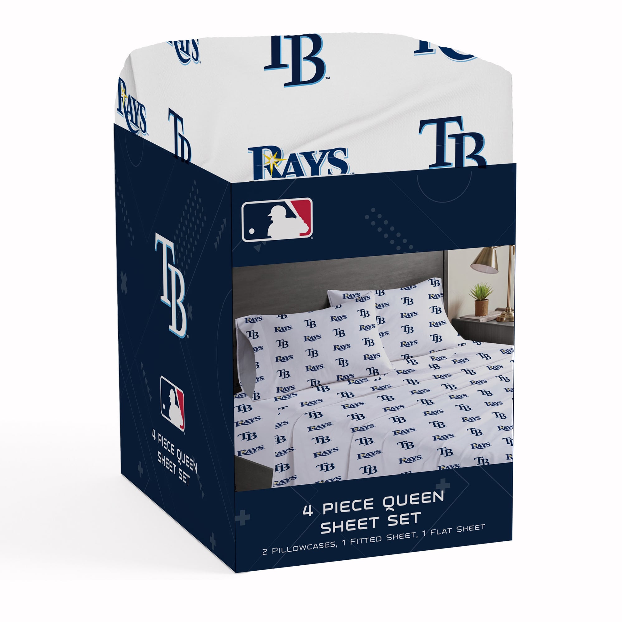 Pegasus Tampa Bay Rays Four-Piece Queen Sheet Set