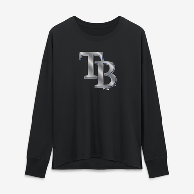 Tampa Bay Rays Women's Metallic Mascot Long Sleeve T-Shirt - Black