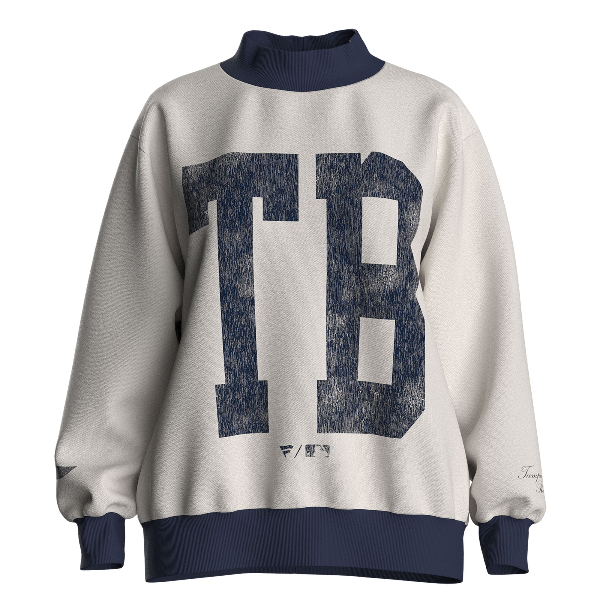 Women's Fanatics Cream Tampa Bay Rays City Abbreviation Funnel Neck Fleece Sweatshirt