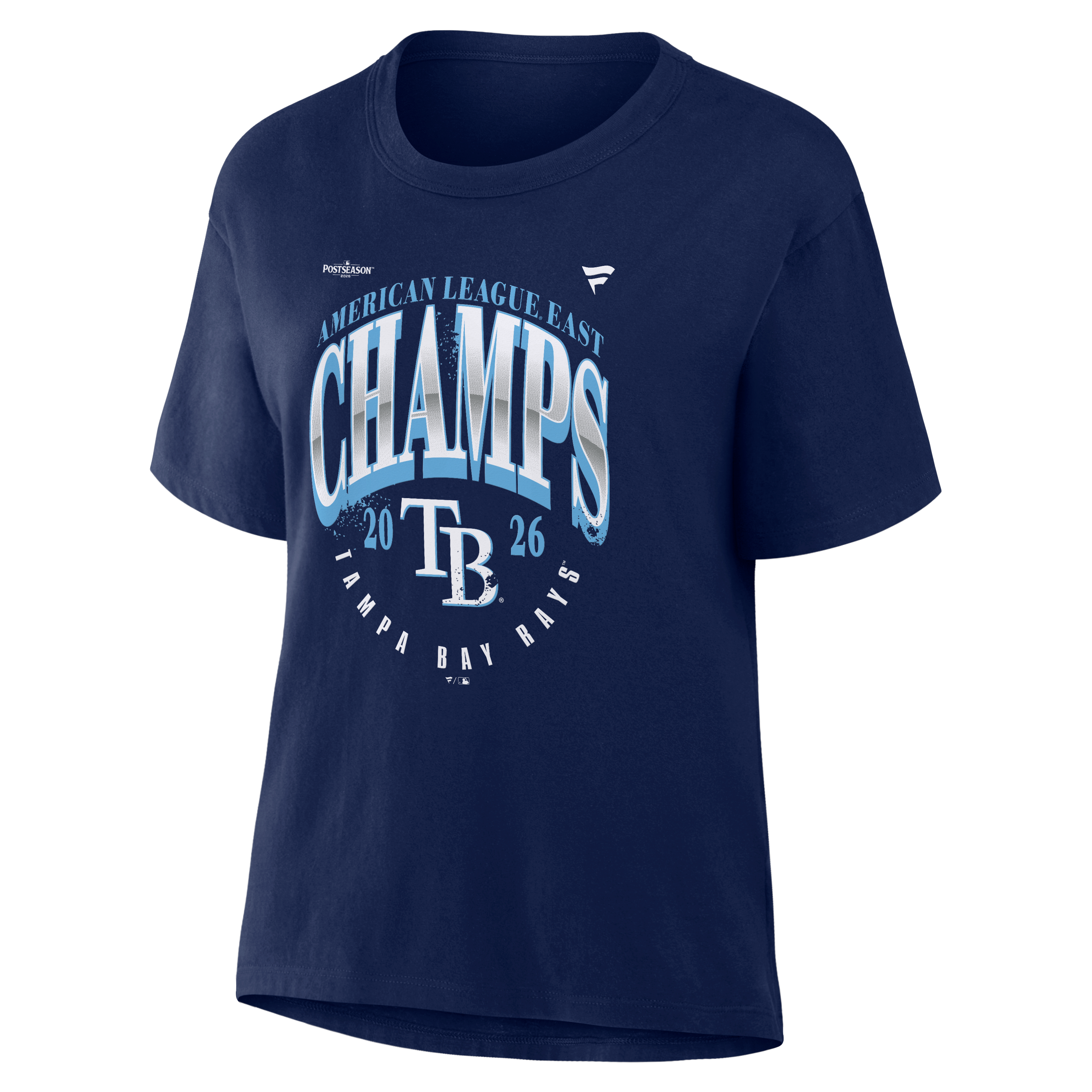 T-shirt Fanatics bleu marine pour femmes, Tampa Bay Rays, champions de la division Est l'AL 2026, vestiaire