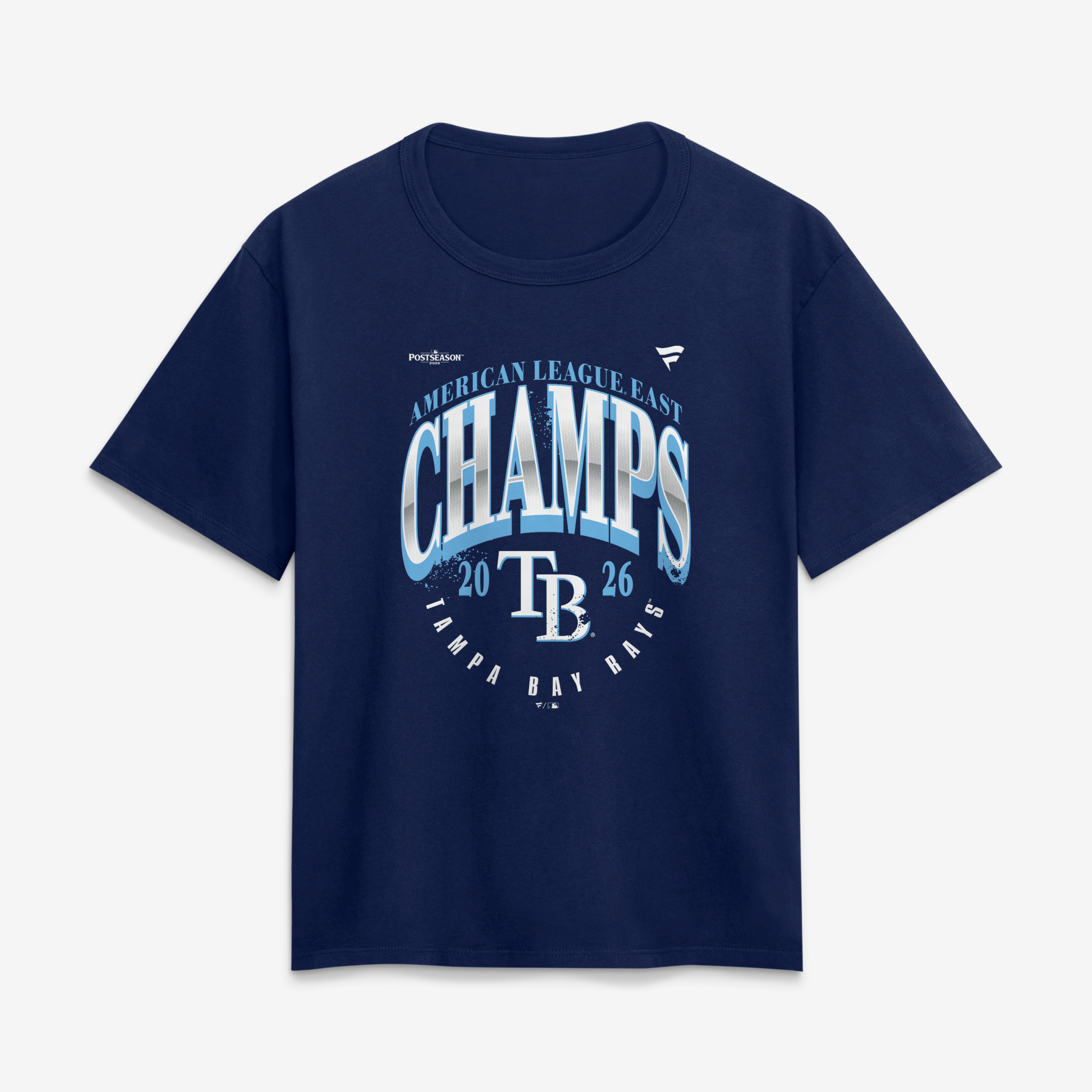 T-shirt Fanatics bleu marine pour femmes, Tampa Bay Rays, champions de la division Est l'AL 2026, vestiaire