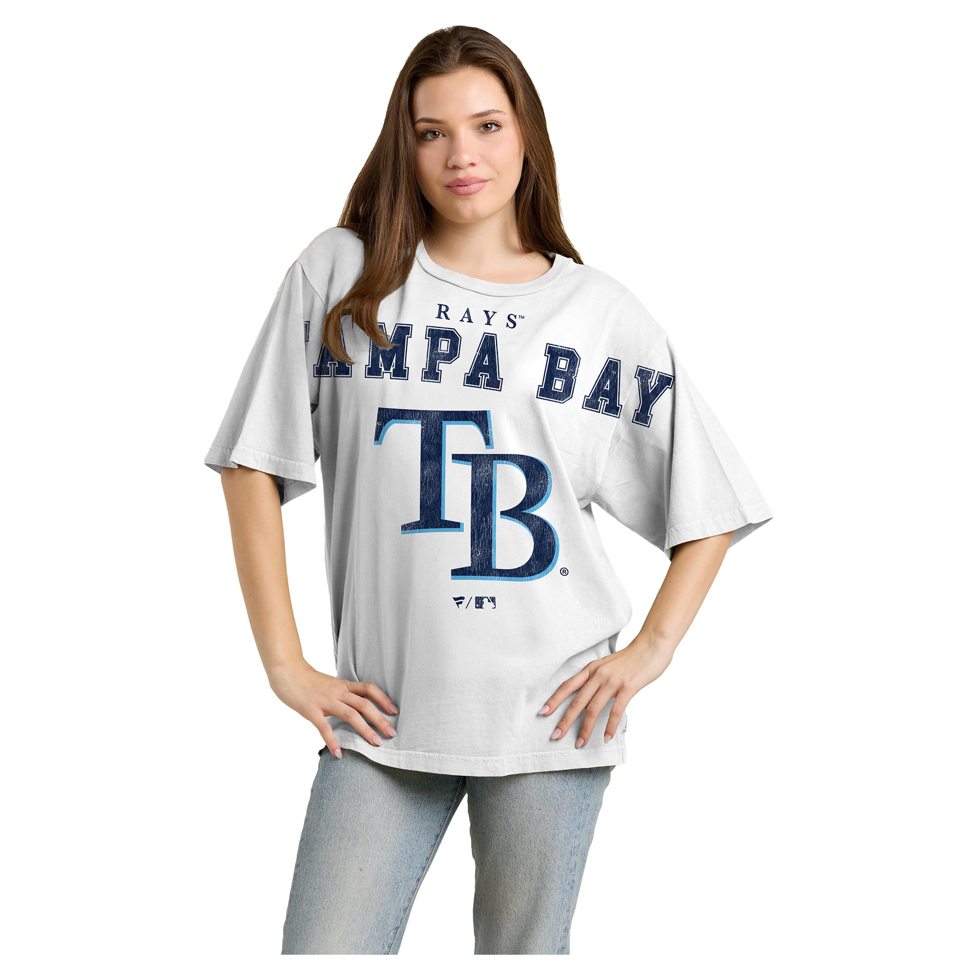 Women's Fanatics  White Tampa Bay Rays Relaxed Big Text T-Shirt