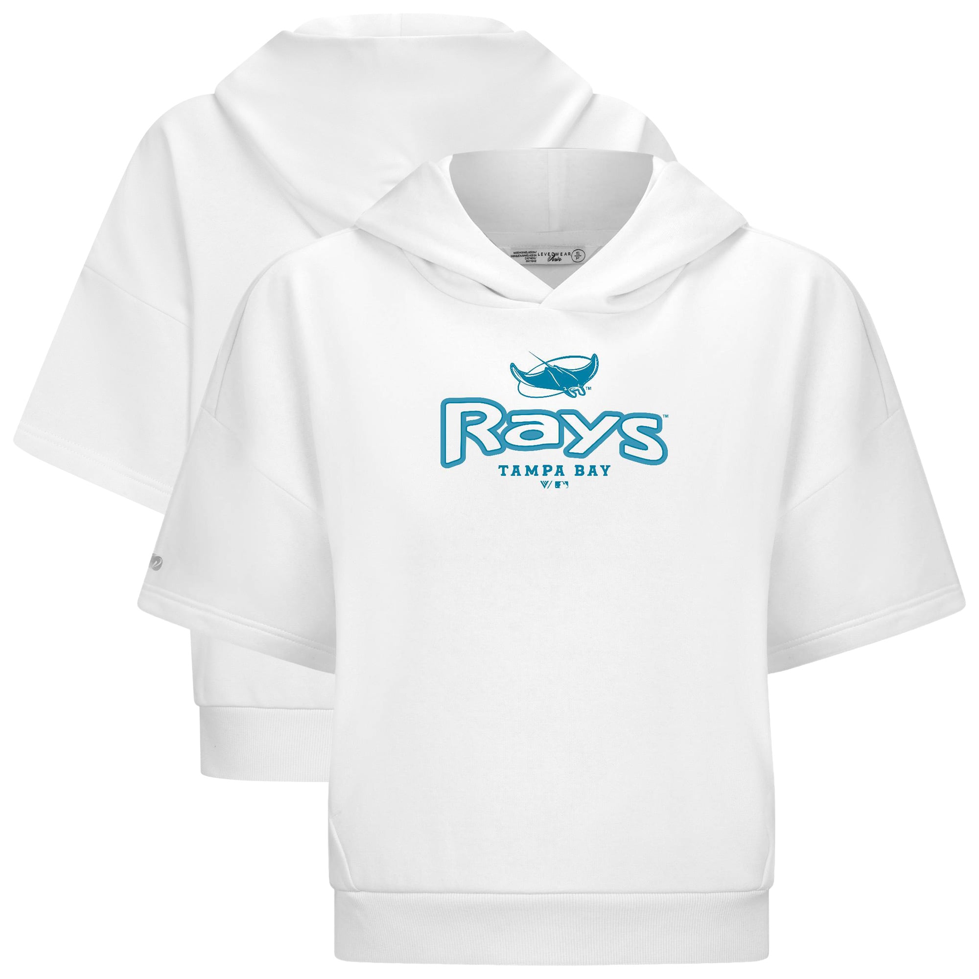 Sweat à capuche manches courtes Levelwear blanc Tampa Bay Rays Amber Cornerstone pour femme