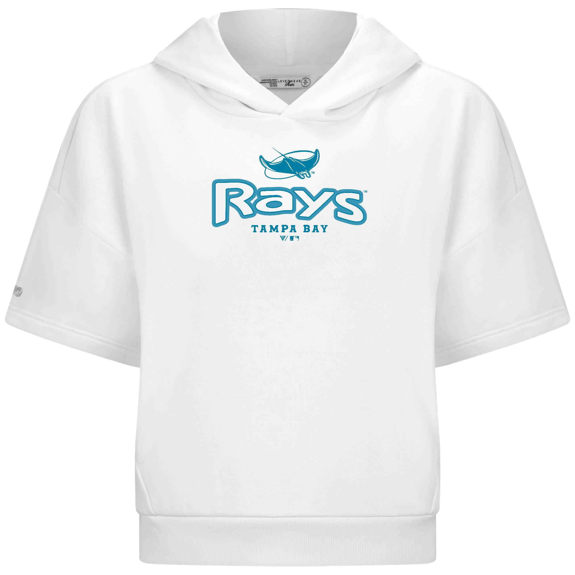 Sweat à capuche manches courtes Levelwear blanc Tampa Bay Rays Amber Cornerstone pour femme