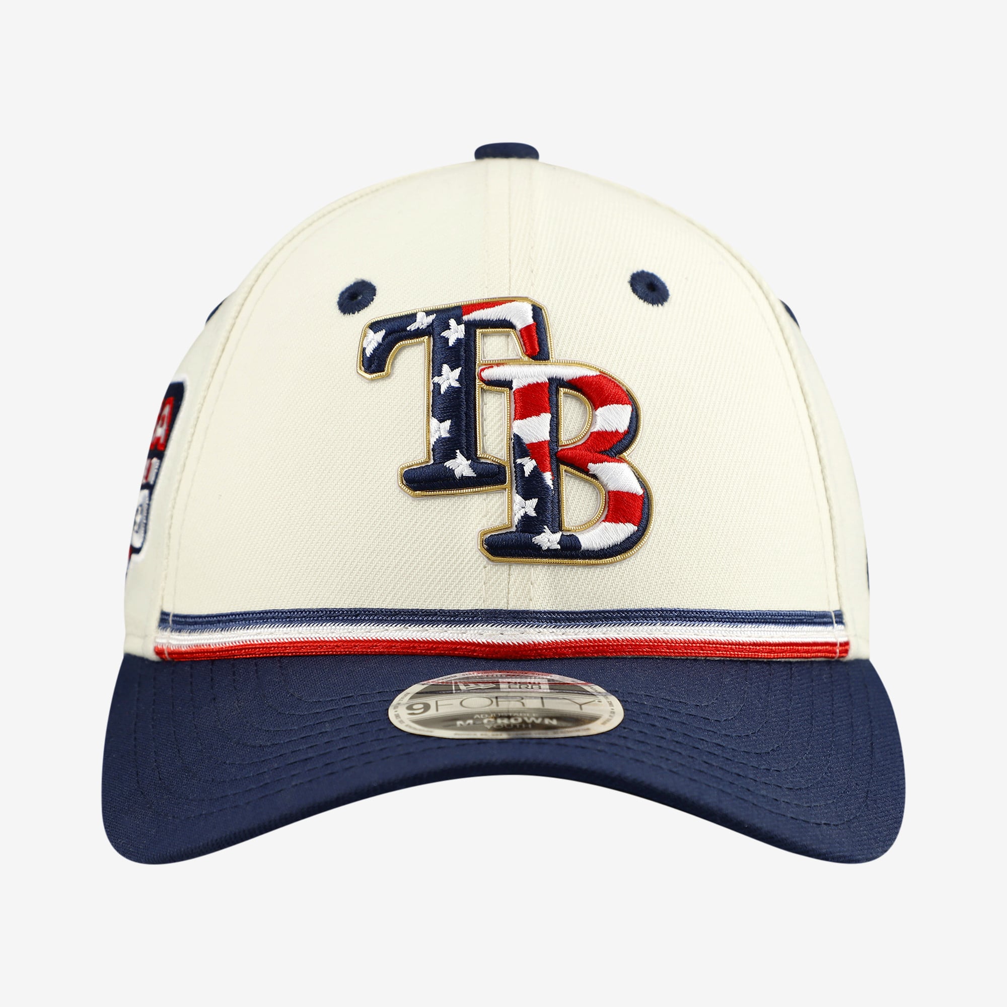 Youth New Era Cream/Navy Tampa Bay Rays USA 250 9FORTY M-Crown Adjustable Hat