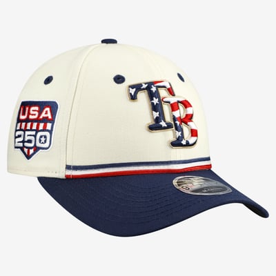 Tampa Bay Rays New Era Youth USA 250 9FORTY M-Crown Adjustable Hat - Cream/Navy