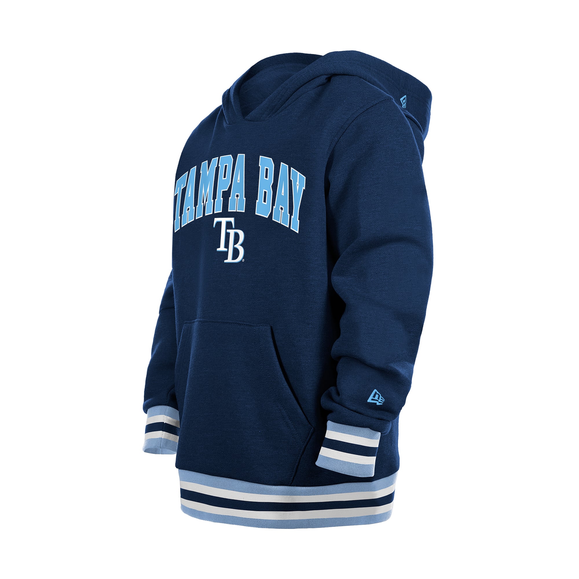 Youth New Era Navy Tampa Bay Rays Knit Trim Pullover Hoodie