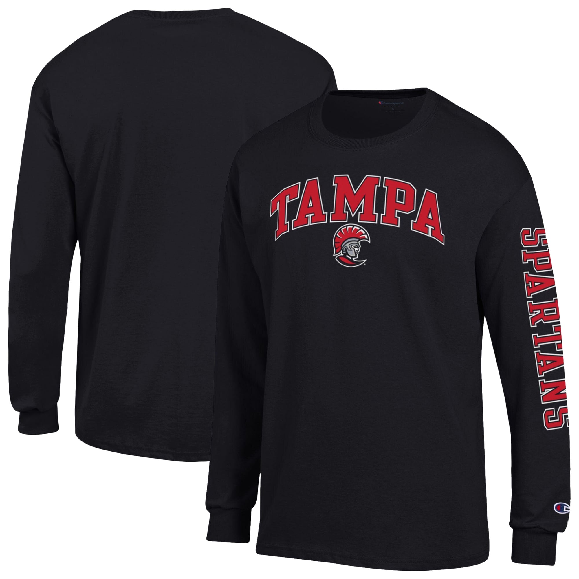 T-shirt à manches longues Champion noir Tampa Spartans avec logo Arch pour homme