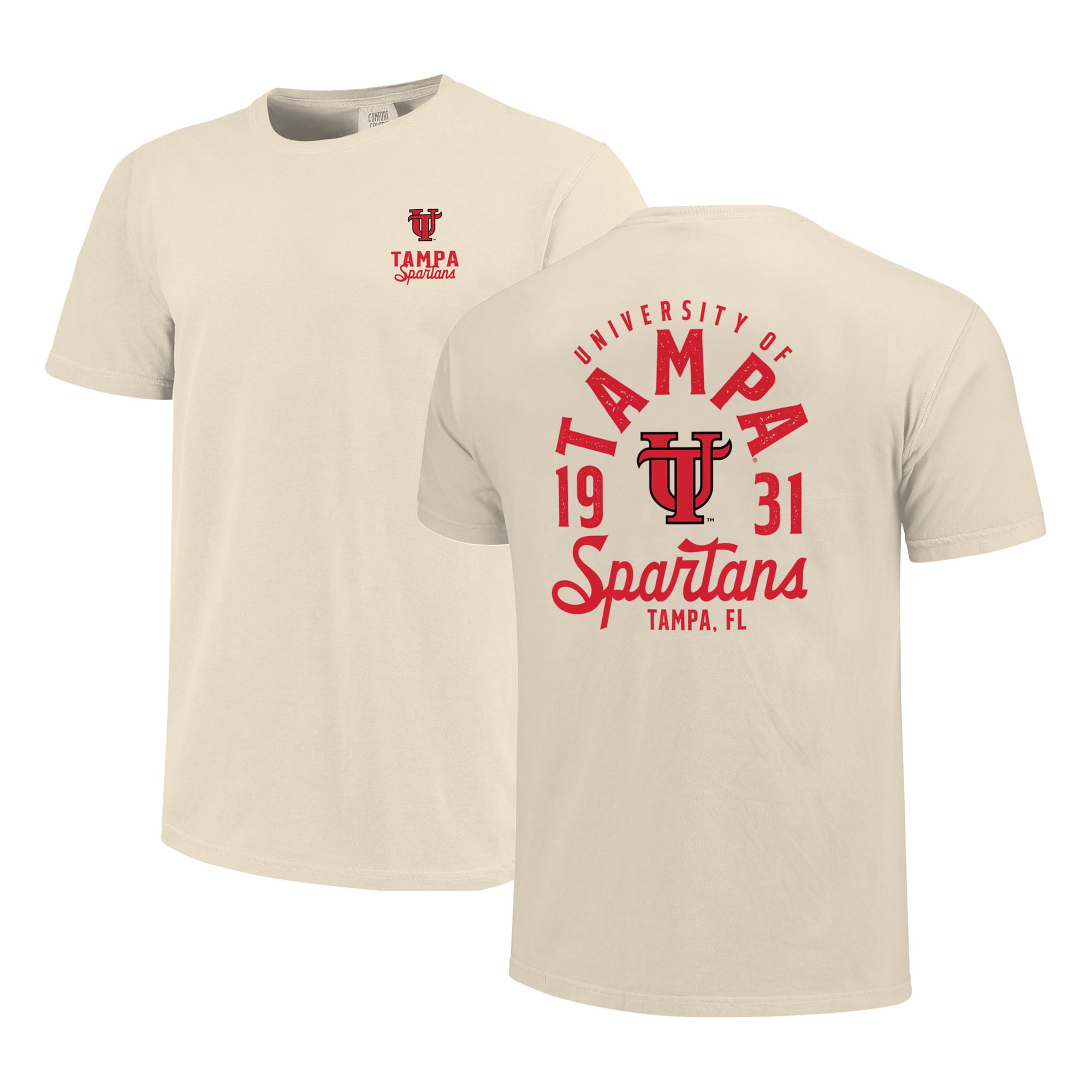 T-shirt crème pour homme avec logo mascotte des Spartans de Tampa