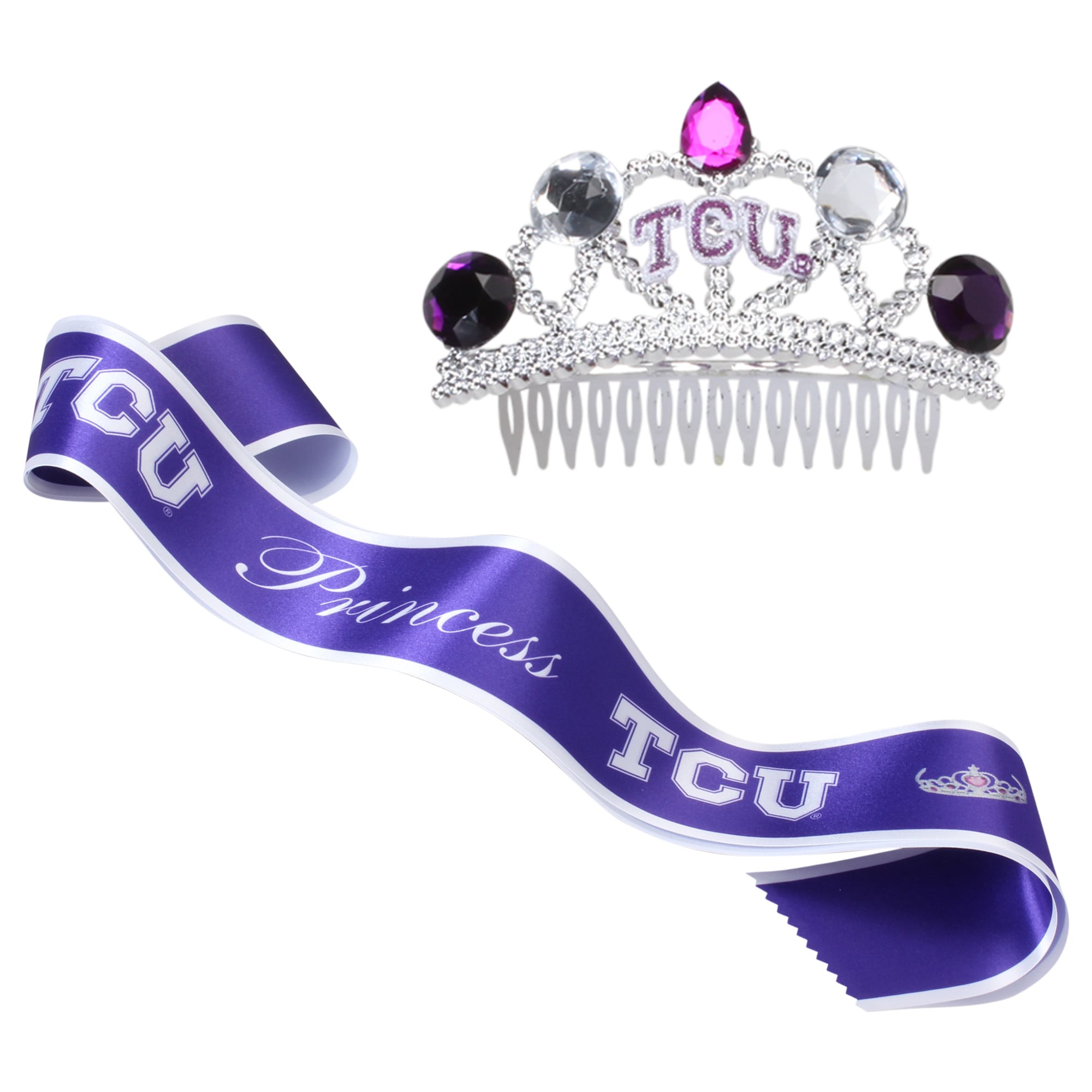 Girl's TCU Horned Frogs Sash & Jeweled Team Tiara Comb Princess Set