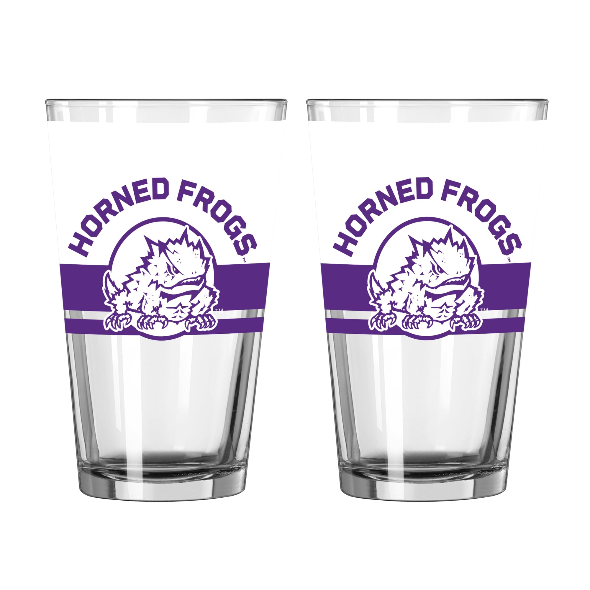 Logo Brands TCU Horned Frogs Two-Piece 16oz. Horizon Pint Glass Set