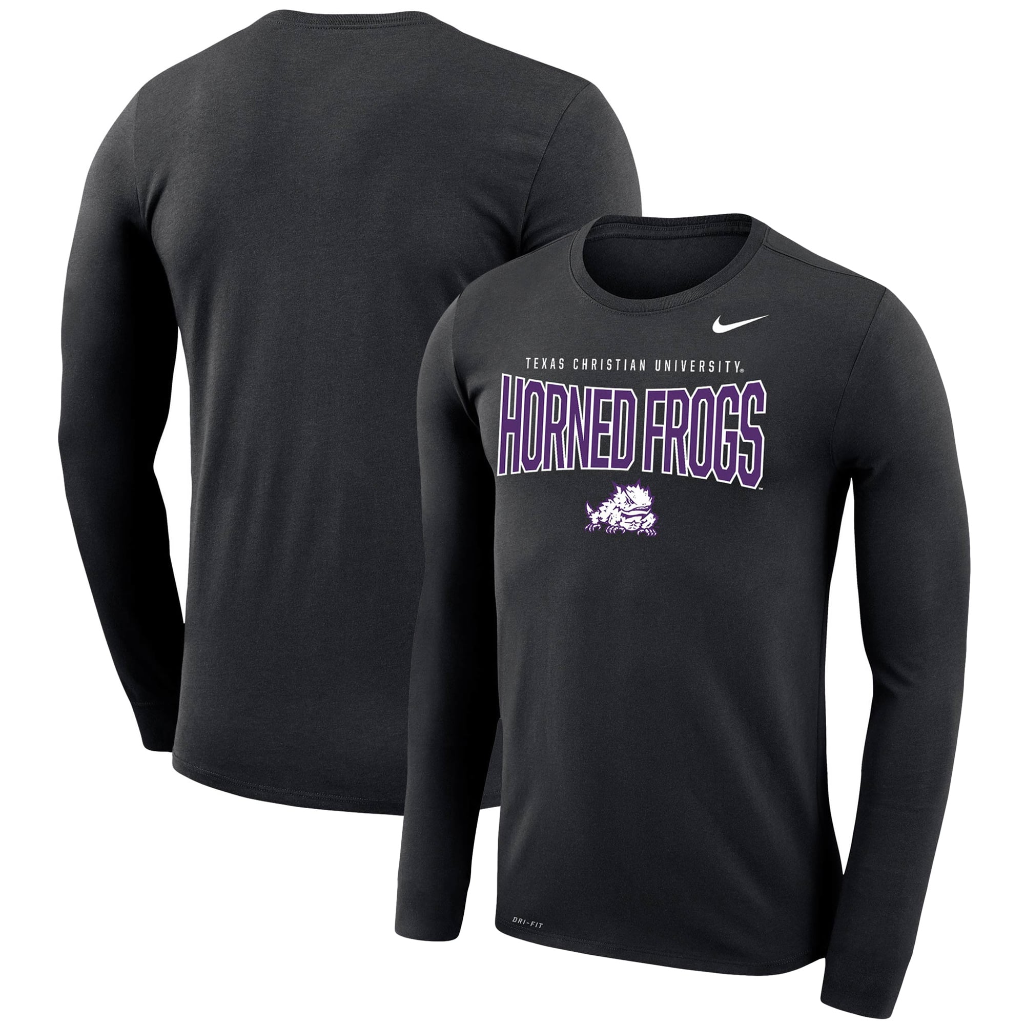 Men's Nike Black TCU Horned Frogs Bowtie Arch Legend Long Sleeve