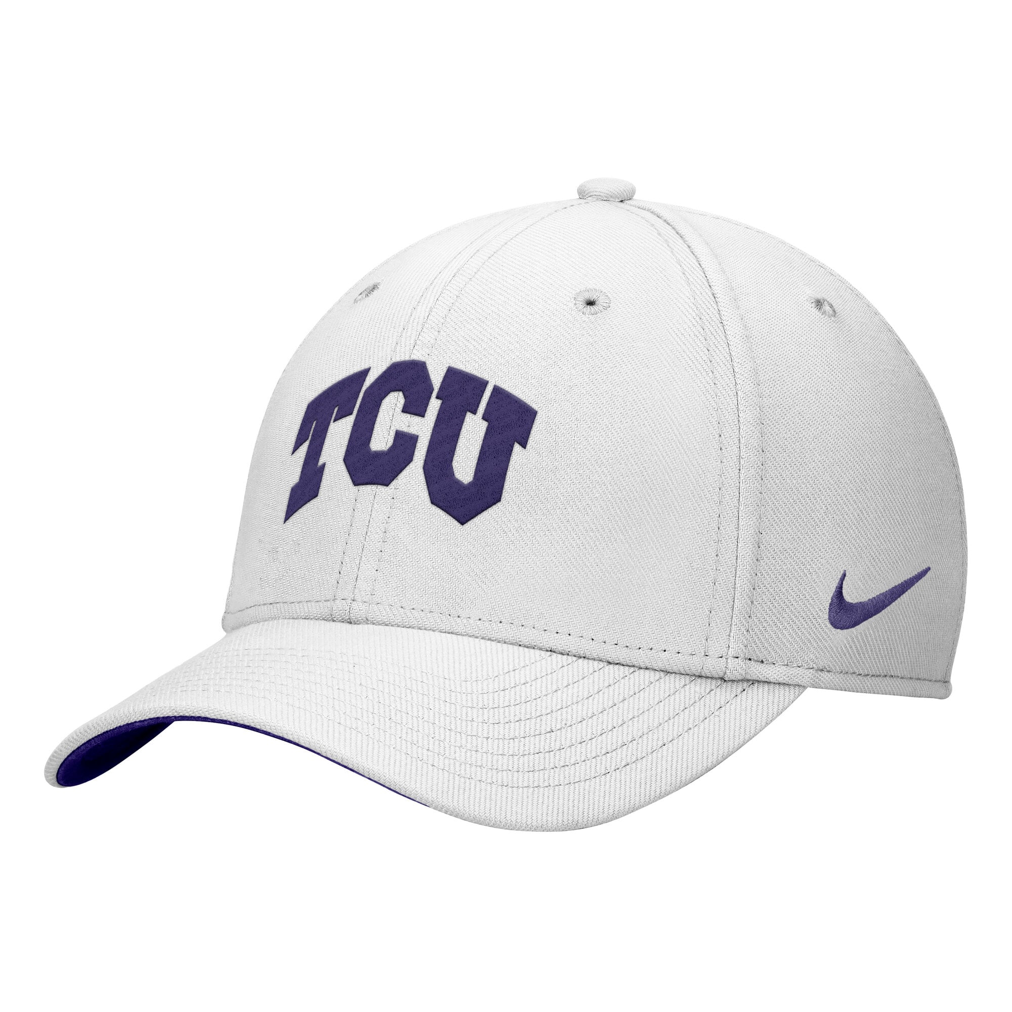 Casquette Nike TCU Horned Frogs Primetime SwooshFlex Dri-FIT blanche pour homme