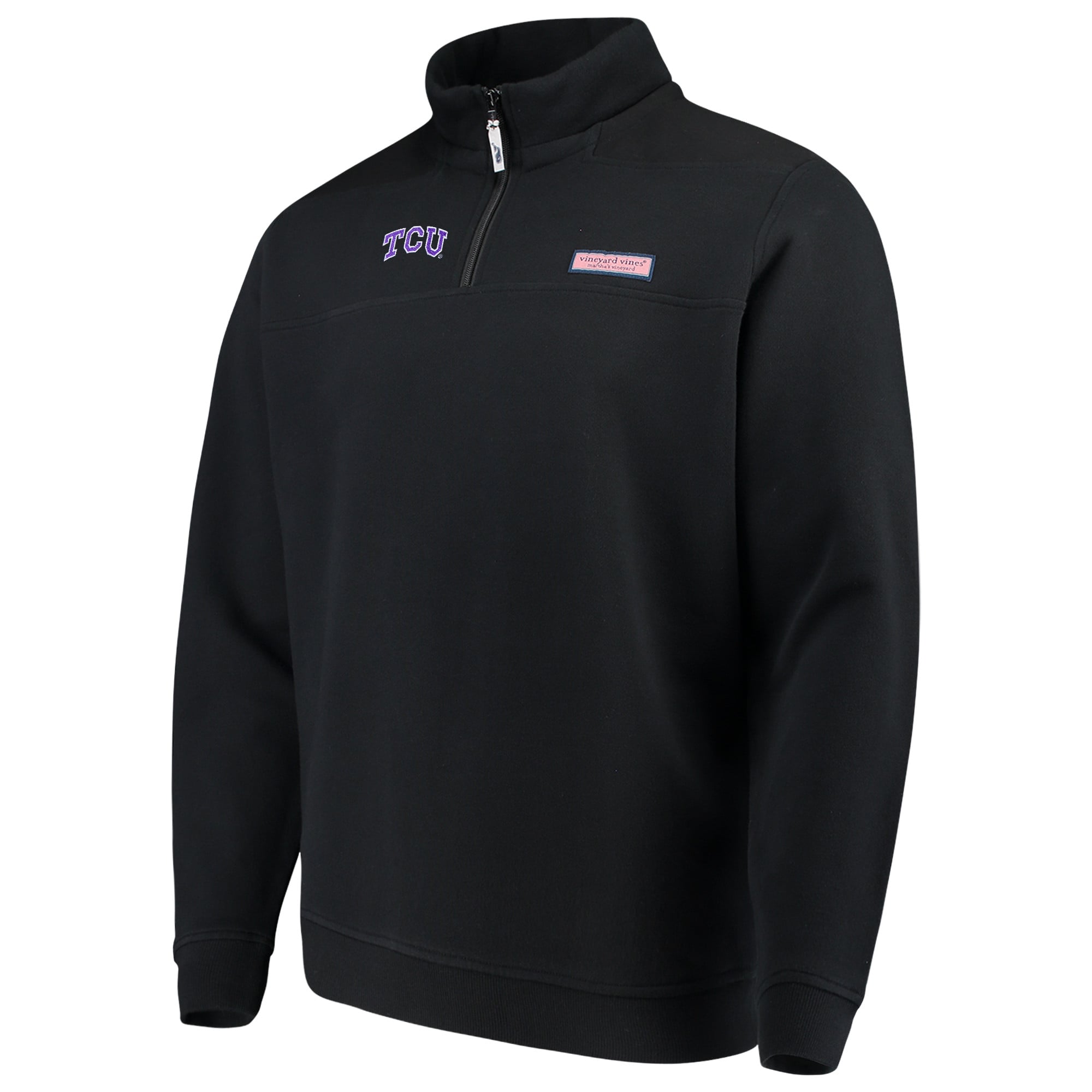 Men's Vineyard Vines Black TCU Horned Frogs Shep Shirt Quarter-Zip