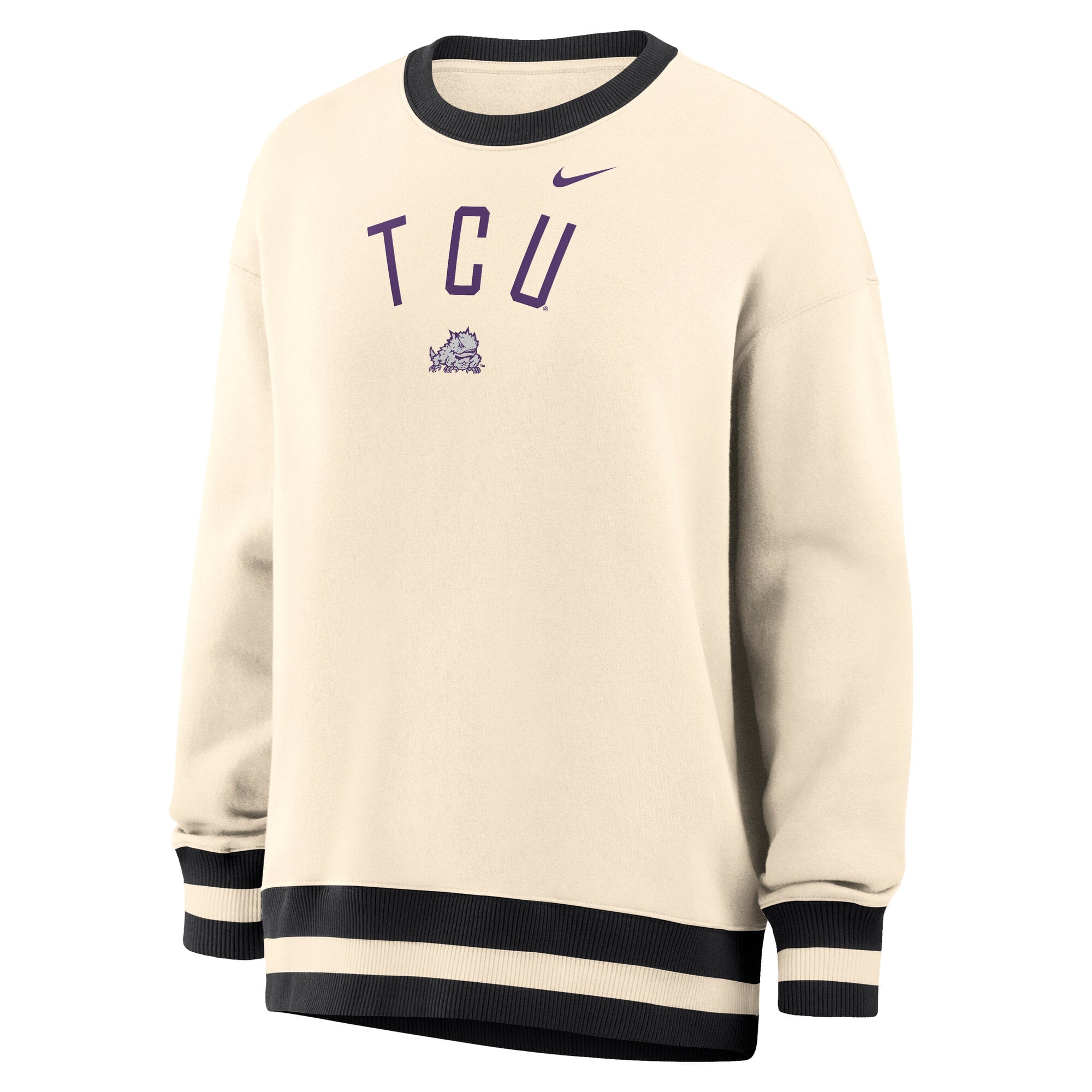 Women's Nike Natural TCU Horned Frogs Oversized Phoenix Fleece Sweatshirt
