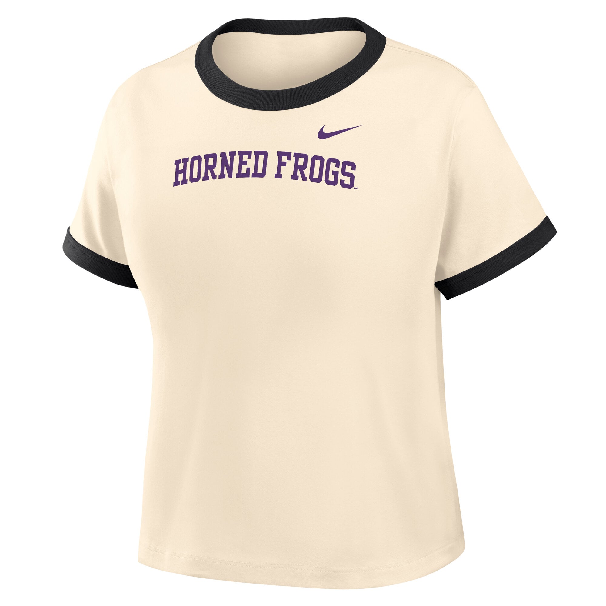 T-shirt court Nike Natural TCU Horned Frogs Ringer Mod pour femme