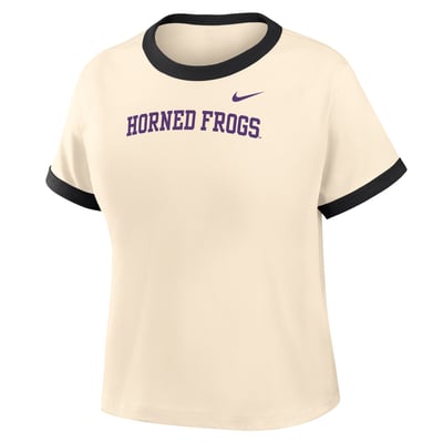 T-shirt court Nike Ringer Mod pour femme TCU Horned Frogs - Naturel