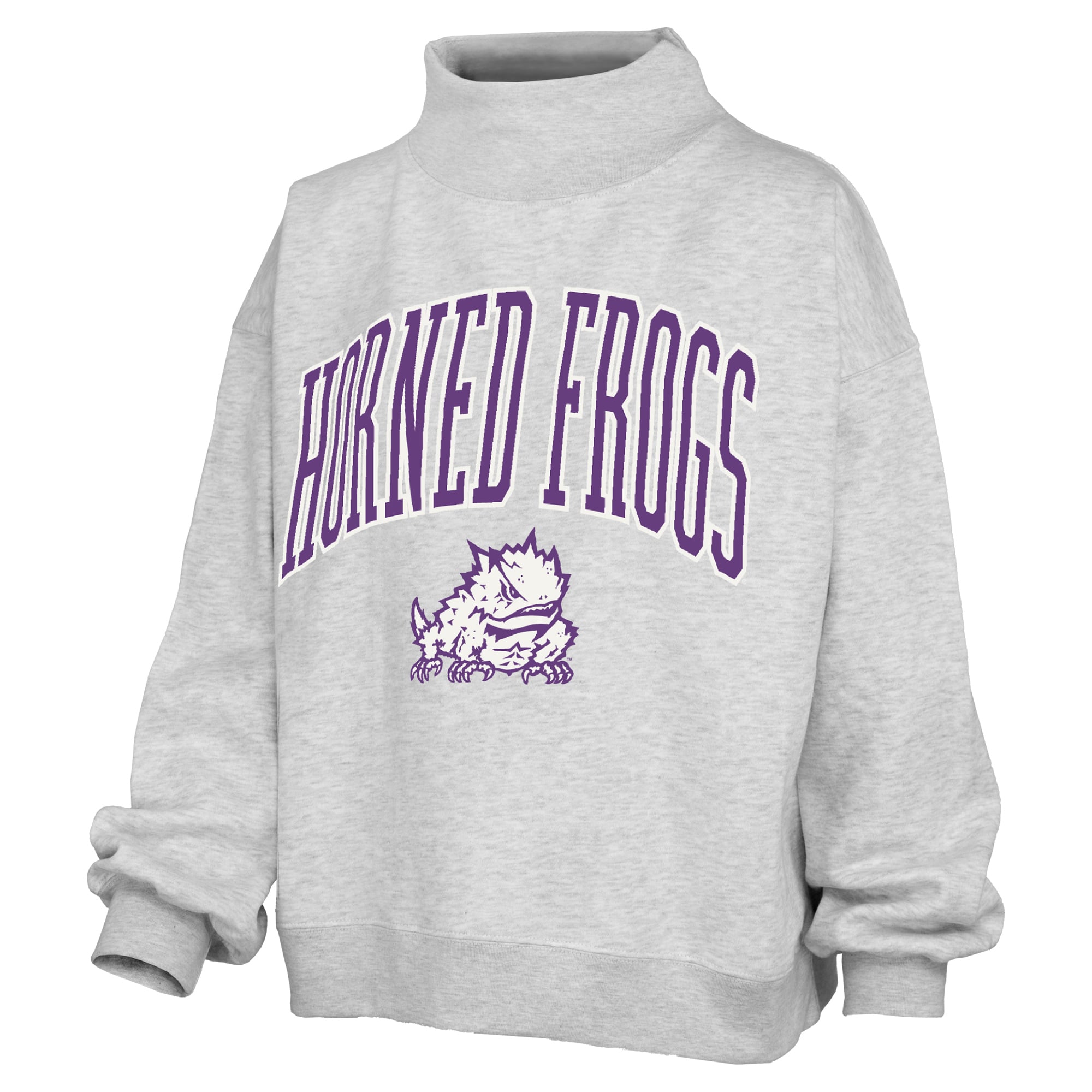 Sweat-shirt à col montant oversize en polaire avec slogan Pressbox Ash TCU Horned Frogs pour femme