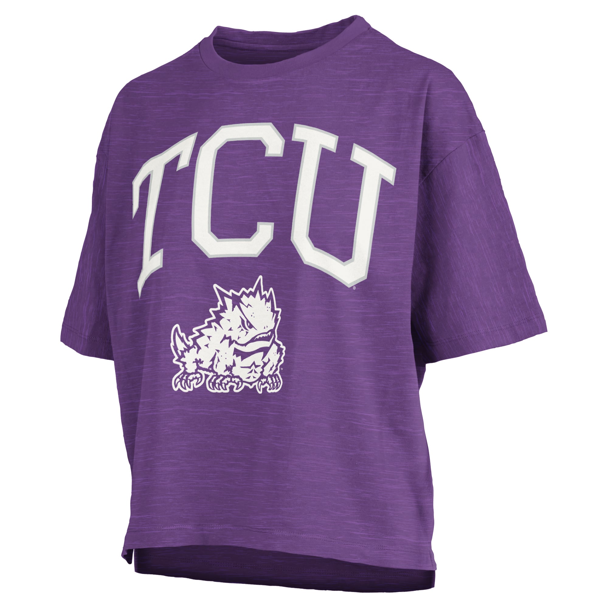 Women's Pressbox Purple TCU Horned Frogs Oversized Nelson Arch Over Logo Slub T-Shirt