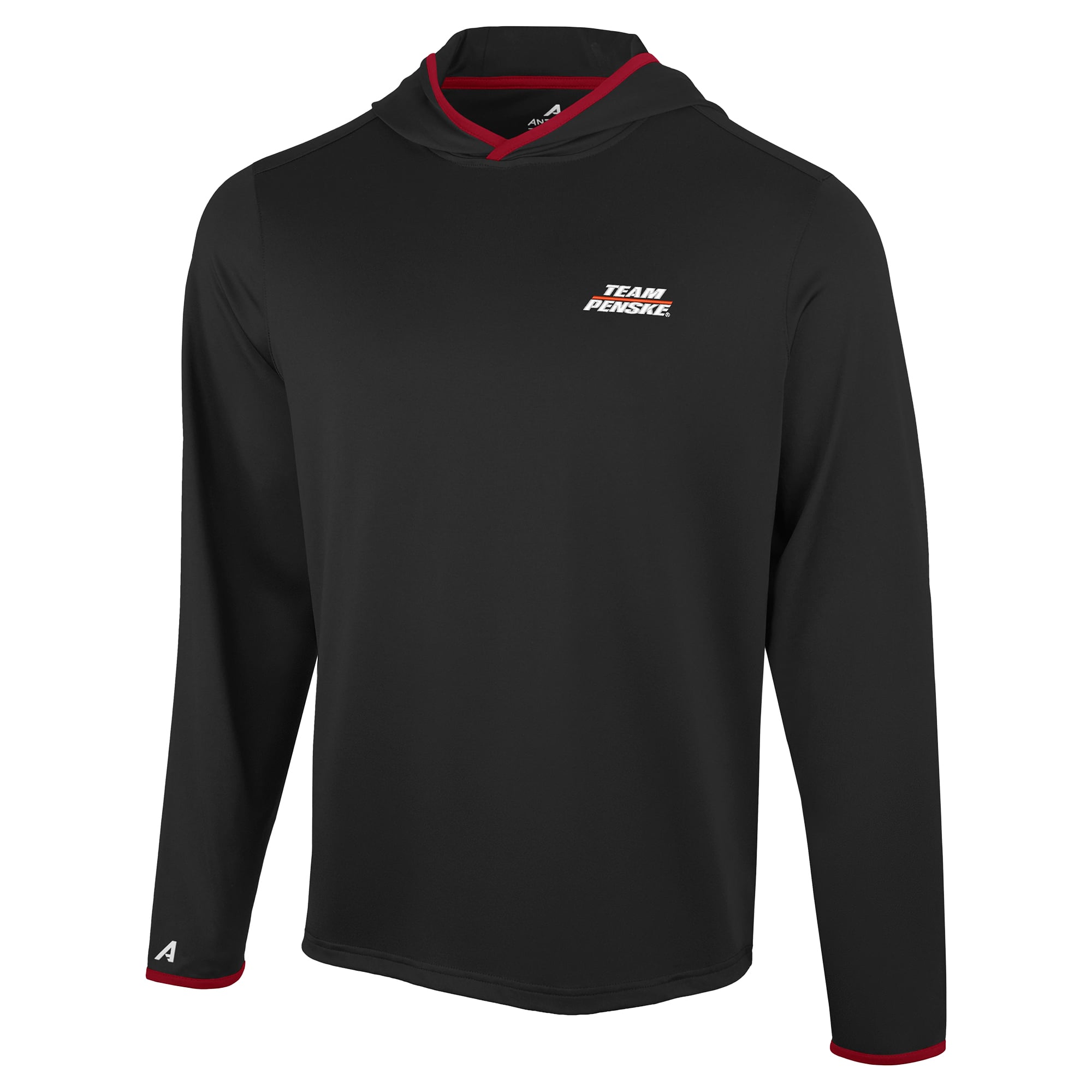 T-shirt à capuche manches longues Antigua Black Team Penske Brink Desert Dry pour homme