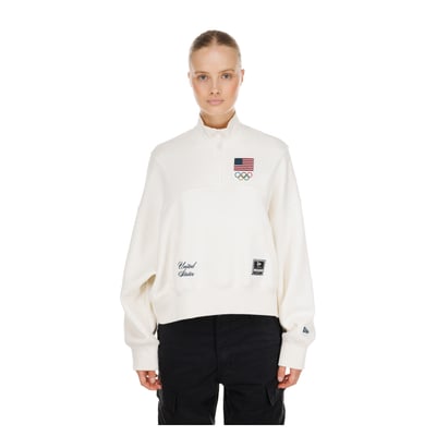  Team USA New Era Women's Fashion Fleece Quarter-Zip Sweatshirt - Cream