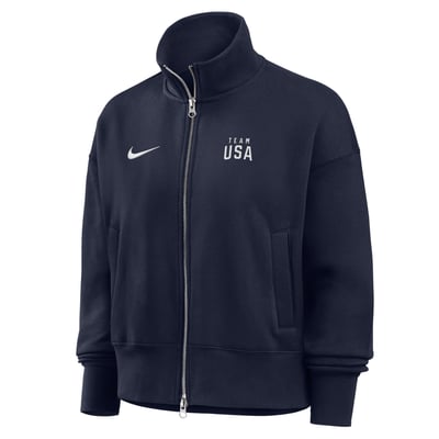 Team USA Nike Women's Oversized Phoenix Fleece Full-Zip Track Jacket - Navy