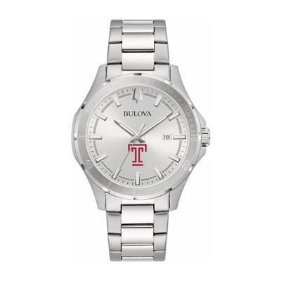 Temple Owls Bulova Stainless Steel Classic Sport Watch - Silver