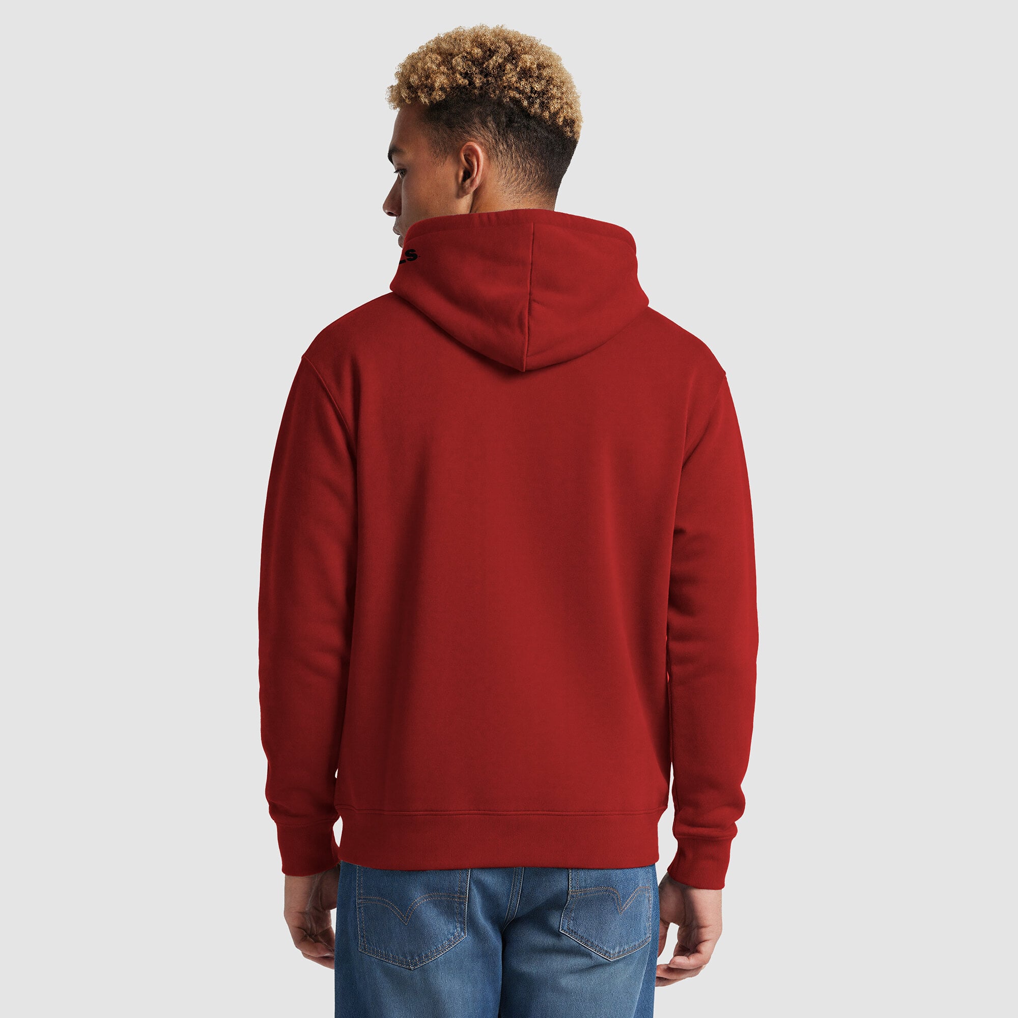 Sweat à capuche contrasté Champion pour homme, motif hibou des temples cerise/noir