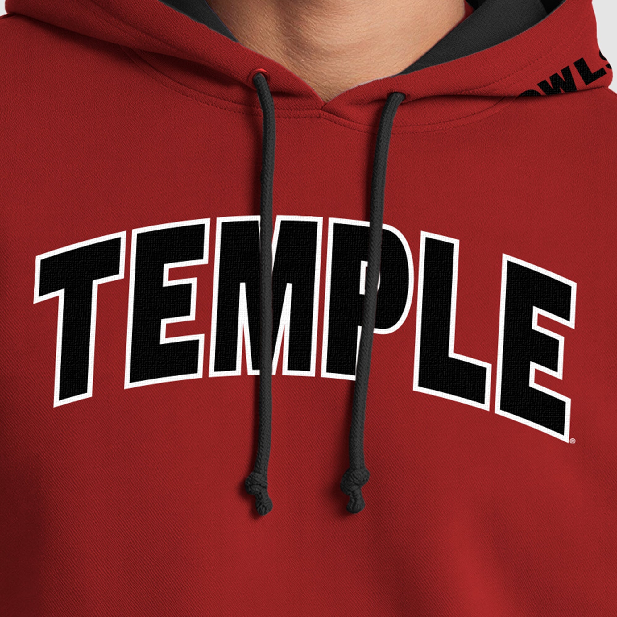 Sweat à capuche contrasté Champion pour homme, motif hibou des temples cerise/noir