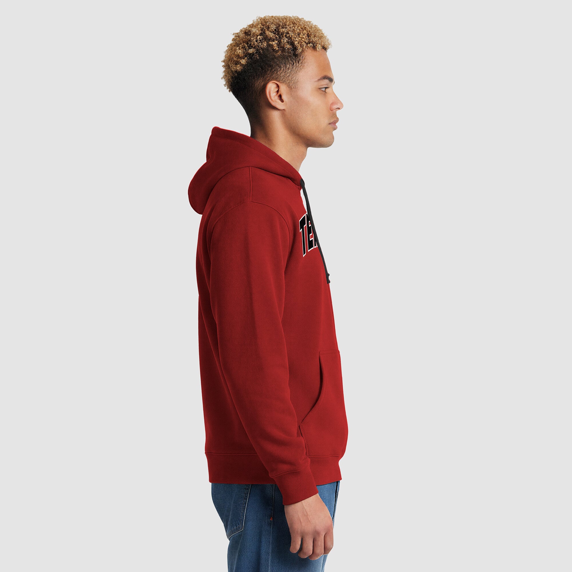 Sweat à capuche contrasté Champion pour homme, motif hibou des temples cerise/noir