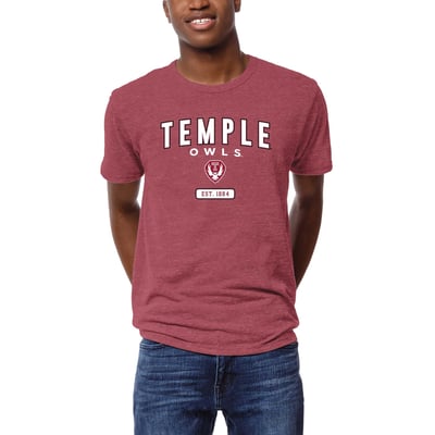 Temple Owls League Collegiate Wear  Victory Falls Tri-Blend T-Shirt - Cardinal