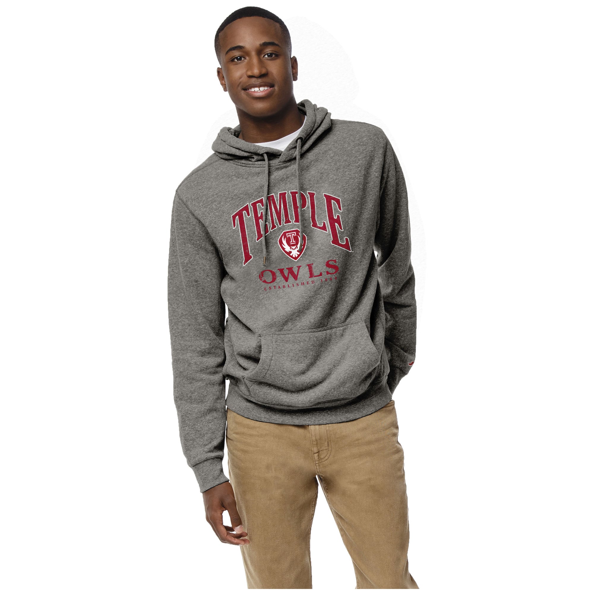 Men's League Collegiate Wear Heather Gray Temple Owls Heritage Tri ...