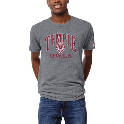 Temple Owls League Collegiate Wear  Victory Falls Tri-Blend T-Shirt - Heather Gray