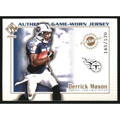 2002 Private Stock Game Worn Jerseys Logos #123 Derrick Mason/170