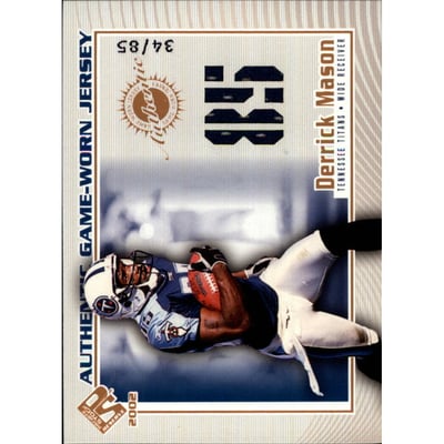 2002 Private Stock Game Worn Jerseys Numbers #123 Derrick Mason/85
