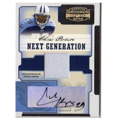 2006 Donruss Gridiron Gear Next Generation Jerseys Prime Autographs #NG13 Chris Brown/5