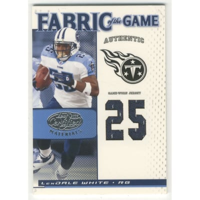 2007 Leaf Certified Materials Fabric of the Game Jersey Number #59 LenDale White/25