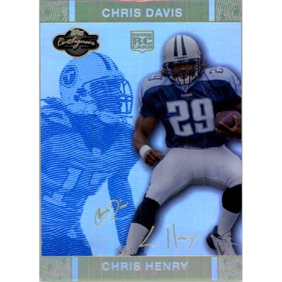 2007 Topps Co-Signers Changing Faces Hologold Blue #65A Chris Henry/Chris Davis